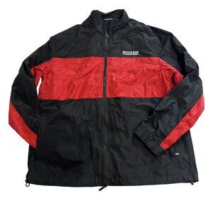 PLEASURES Blast Track Jacket in Black Red